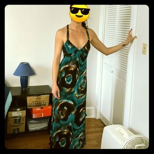 Teal & Brown Maxi Dress